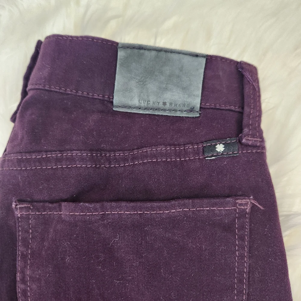Lucky Brand Brooke Velvet Legging Jean Plum Color - Picture 2 of 9